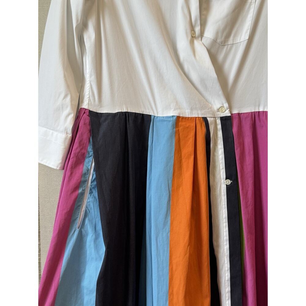 Sara Roka Elenat 85 Midi Wrap Poplin Dress 44 Us Medium Stripe Colorful A Line - Picture 3 of 14